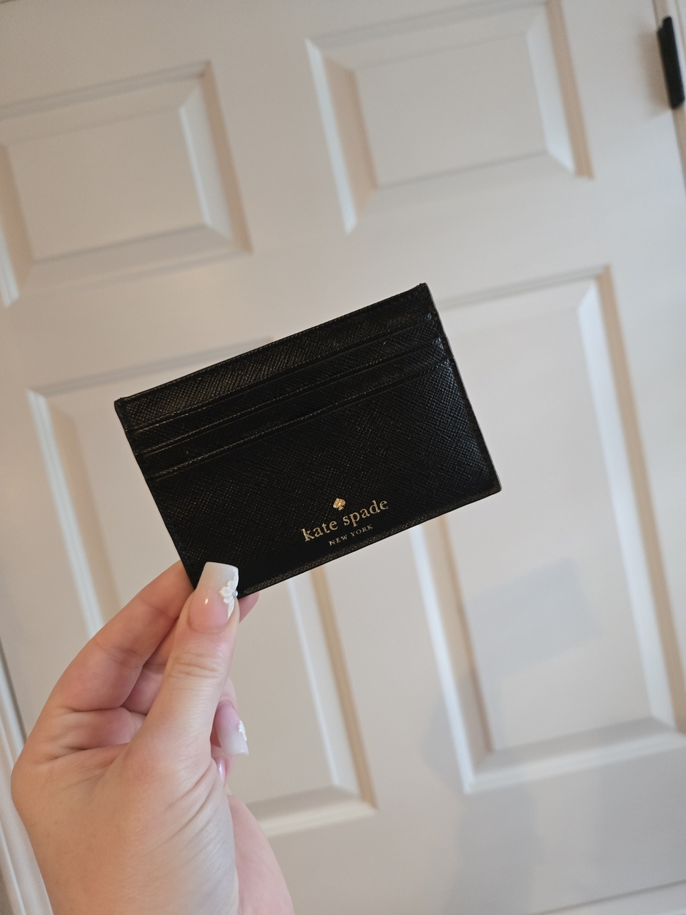 Sparkly Kate Spade Black Saffiano Leather Card Holder